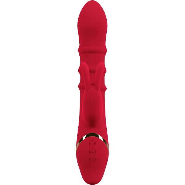 You2Toys: Kaninvibrator med 3 bevægelige ringe Röd