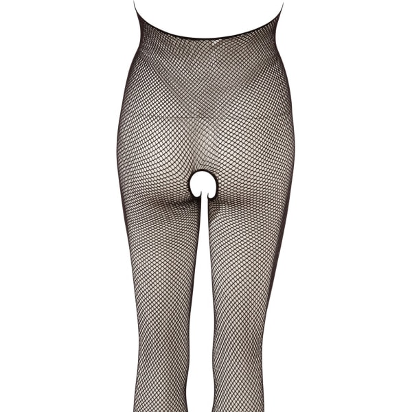 NO-XQSE: Crotchless bodystocking with mesh-design, One Size Svart one size