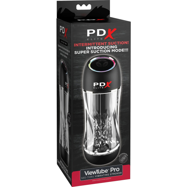 Pipedream PDX Elite: Viewtube Pro, See-Thru Stroker Svart, Transparent