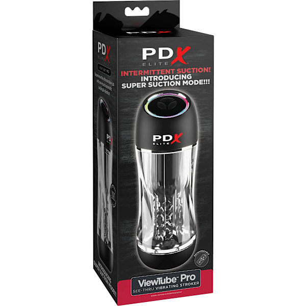 Pipedream PDX Elite: Viewtube Pro, See-Thru Stroker Svart, Transparent