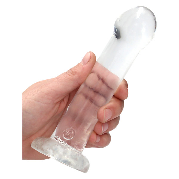 RealRock: Crystal Clear Non Realistic Dildo, 17 cm Transparent