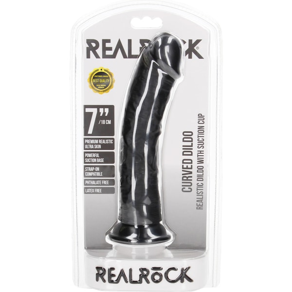 RealRock: Curved Realistic Dildo, 18 cm Svart