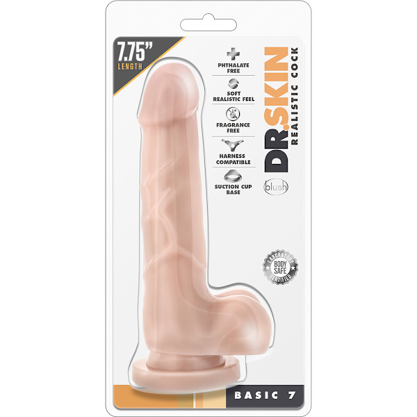 Dr. Skin: Basic 7 Realistic Cock, 20 cm, ljus Ljus hudfärg