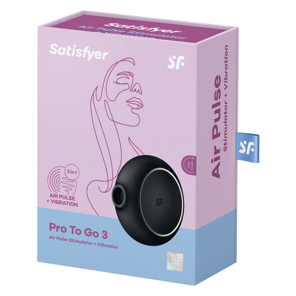 Satisfyer: Pro To Go 3, Air Pulse Stimulator + Vibration, black Svart