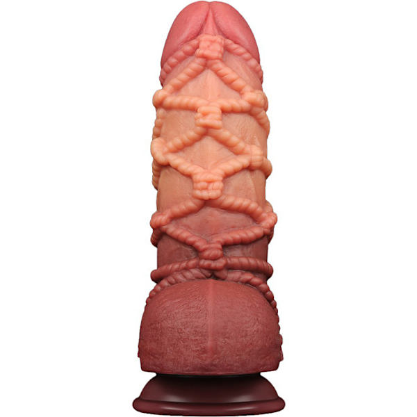 LoveToy: Dual-layered Silicone Cock with Rope, 24.5 cm Ljus hudfärg, Mörk hudfärg
