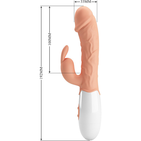 Pretty Love: Realistic Rabbit Vibrator Ljus hudfärg, Vit