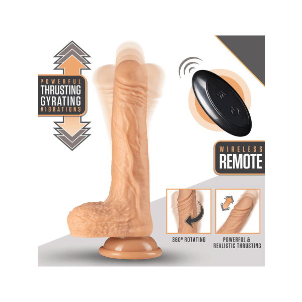 Dr. Skin Silicone: Dr. Grey Thrusting & Gyrating Dildo, 20 cm Ljus hudfärg