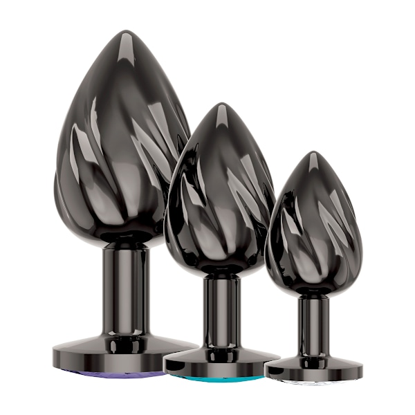 Anos: Metal Butt Plug Diamond Set Svart