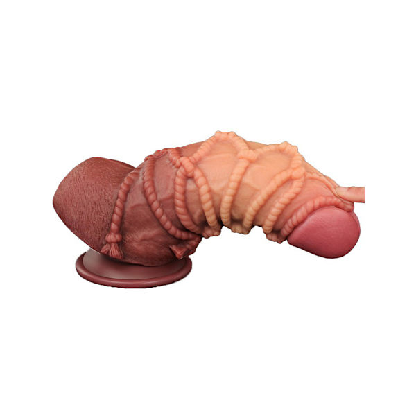 LoveToy: Dual-layered Silicone Cock with Rope, 24.5 cm Ljus hudfärg, Mörk hudfärg