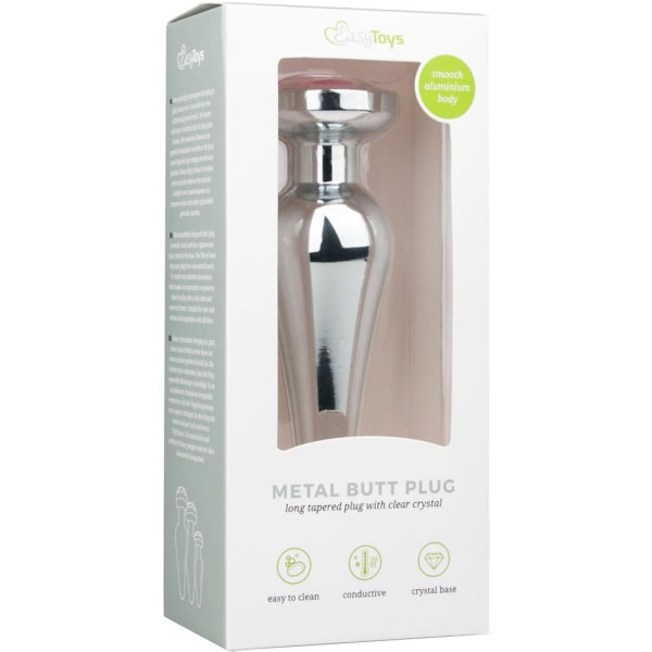 EasyToys: Metal Butt Plug No. 11 with Crystal, medium, silver... Rosa, Silver