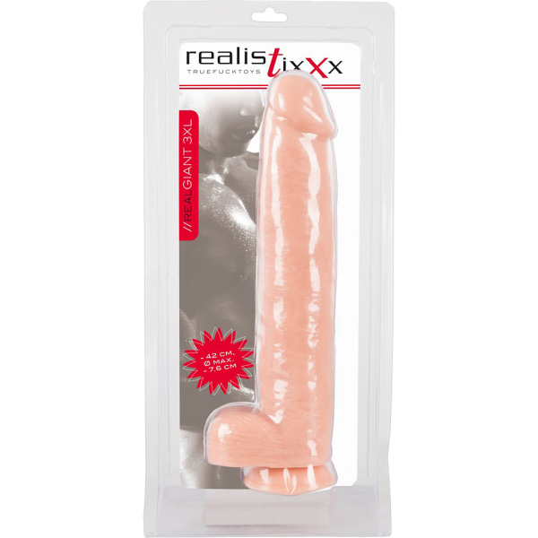 Realistixxx: Real Giant 3XL Dildo, 42 cm Ljus hudfärg