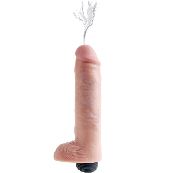 King Cock: Sprøjtende pik med baller, 25 cm, lys Ljus hudfärg