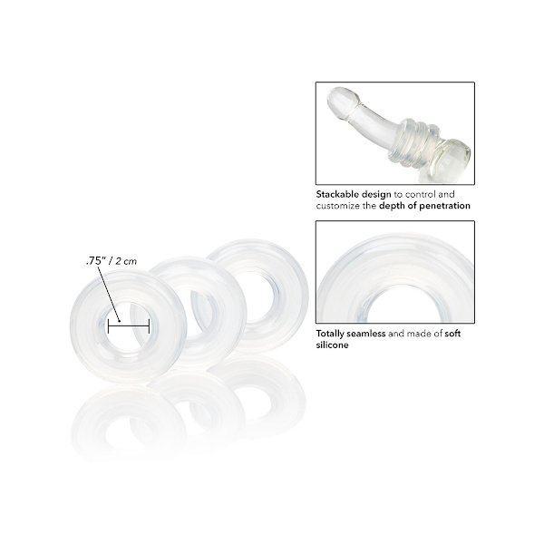 California Exotic: Set of 3 Silicone Stacker Rings Transparent