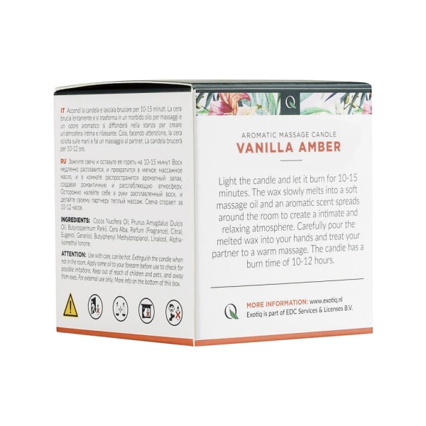 Exotiq: Massage Candle, Vanilla Amber, 60 g Vit