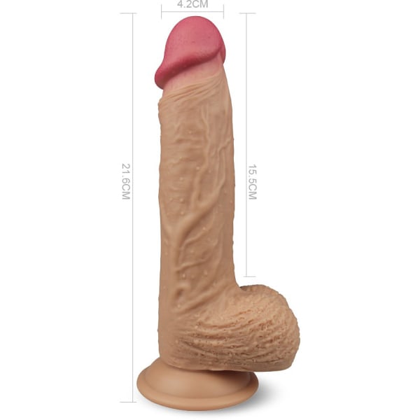 LoveToy: Liam, Silicone Rotating Cock with Vibration, 22 cm Ljus hudfärg