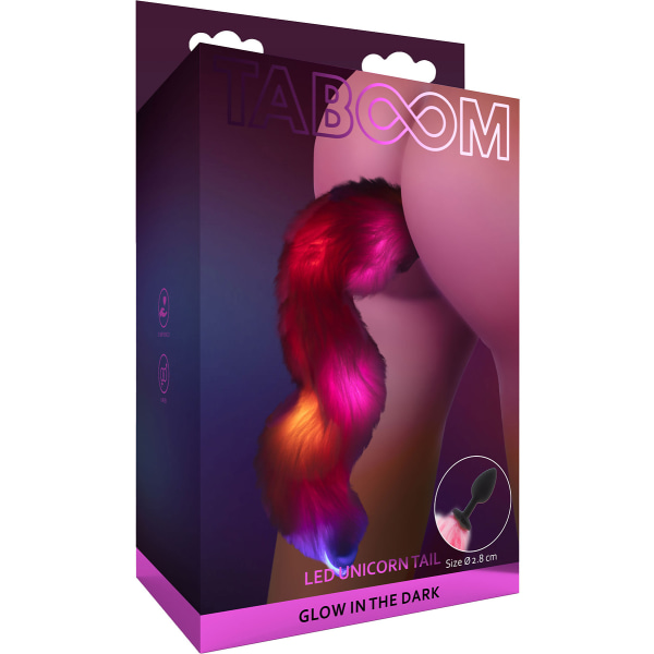 Taboom: Butt Plug with LED Unicorn Tail Rosa, Svart