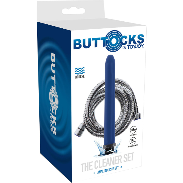 Toy Joy: Buttocks, The Cleaner Anal Douche Set, 15 cm Blå, Silver