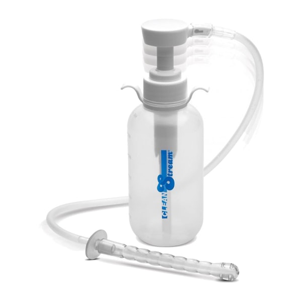 CleanStream: Pump Action Enema Bottle with Nozzle Transparent, Vit