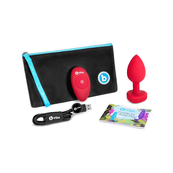 B-Vibe: Vibrating Heart, Remote Control Plug Röd