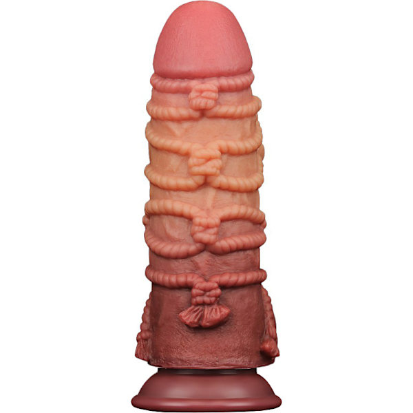 LoveToy: Dual-layered Silicone Cock with Rope, 24.5 cm Ljus hudfärg, Mörk hudfärg