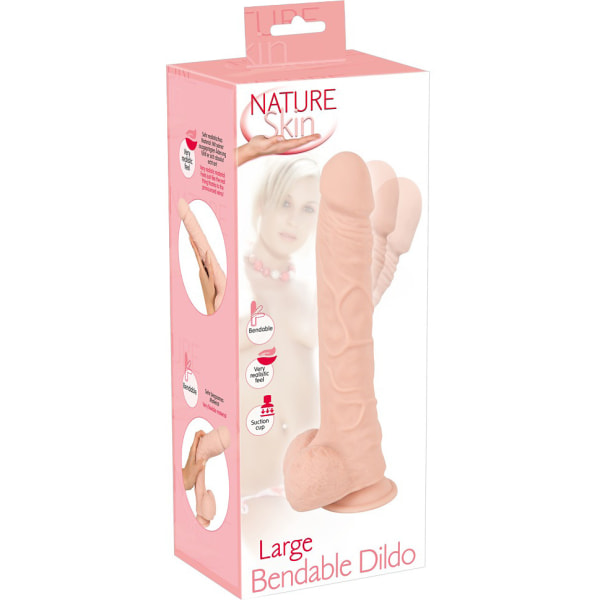 Nature Skin: Bendable Realistic Dildo, 29.5 cm Ljus hudfärg