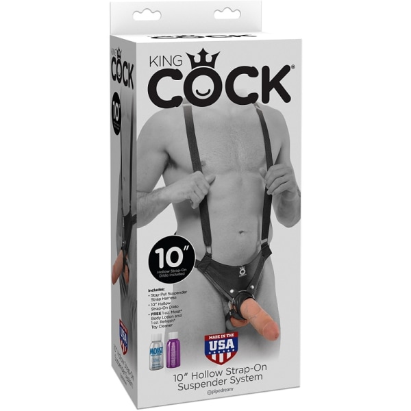 Pipedream: King Cock, Hollow Strap-On Ljus hudfärg, Svart 25 cm