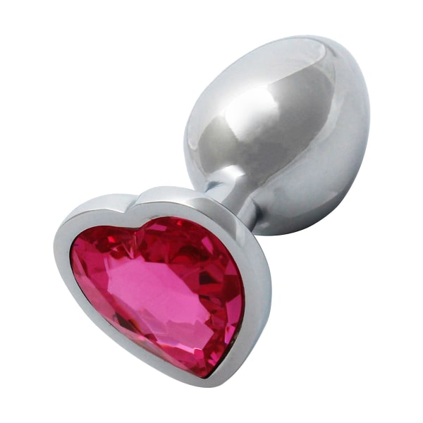 Ouch!: Heart Gem Metal Buttplug, lille Rosa, Silver