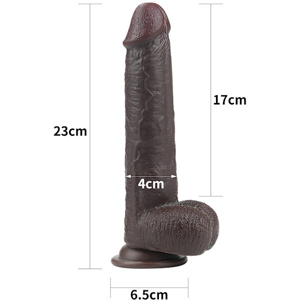 LoveToy: Sliding-Skin Dildo Mörk hudfärg 23 cm