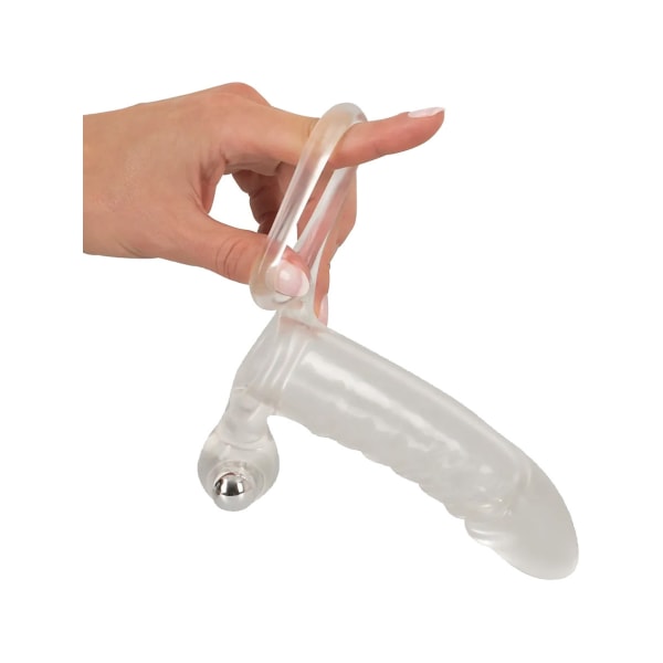 Crystal Clear: Vibrating Sleeve with Ball Ring Transparent