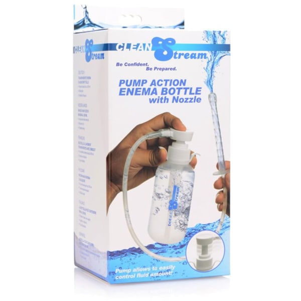 CleanStream: Pump Action Enema Bottle with Nozzle Transparent, Vit