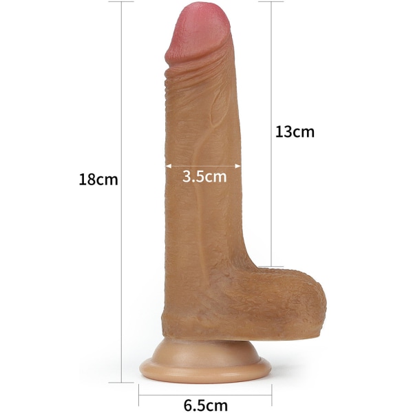 LoveToy: Dual-Layered Silicone Cock Mörk hudfärg 18 cm