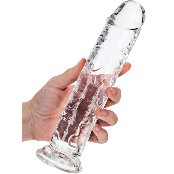 RealRock: Crystal Clear Straight Realistic Dildo, 23 cm Transparent