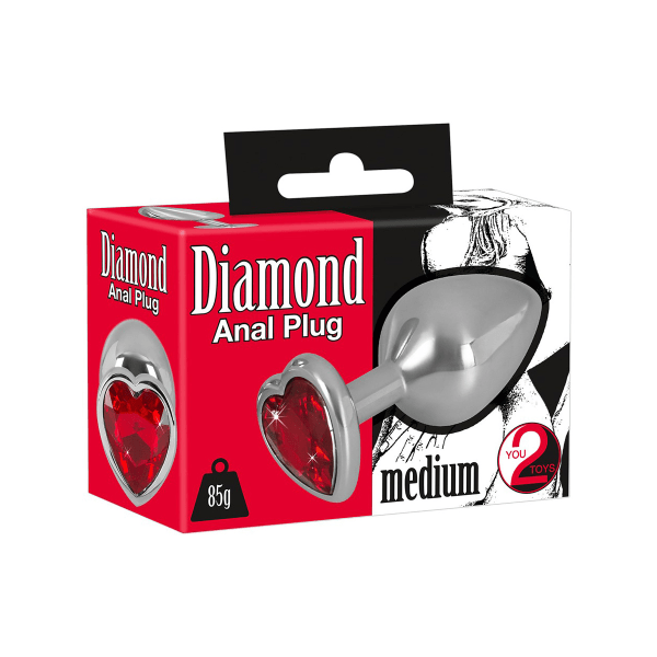 You2Toys: Diamond Anal Plug Röd, Silver Medium