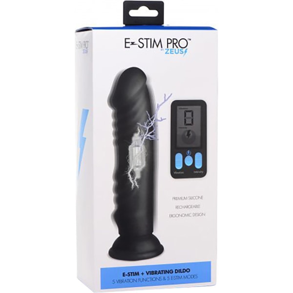 E-Stim Pro: E-Stim + Vibrating Dildo with Remote Svart