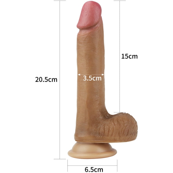 LoveToy: Dual-Layered Silicone Cock Mörk hudfärg 21 cm