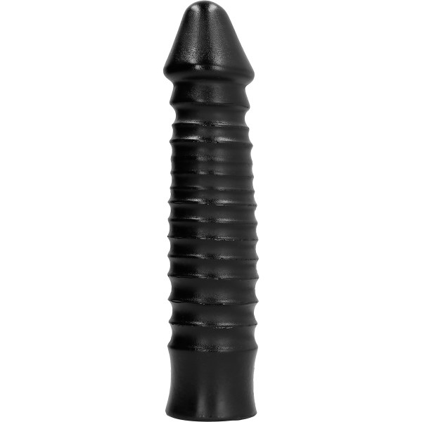 All Black: Riflet dildo, 26 cm Svart
