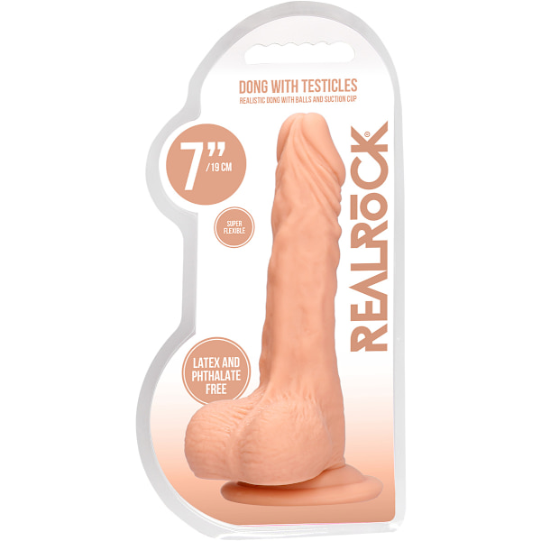 RealRock Skin: Realistic Dildo with Balls, 19 cm, ljus Ljus hudfärg