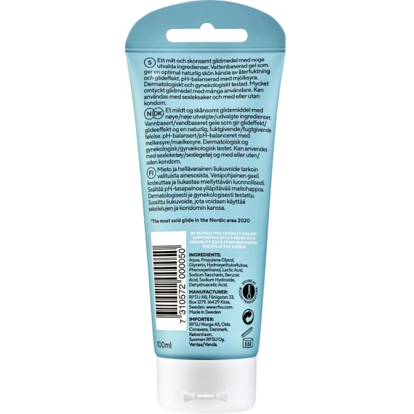 RFSU Klick Natural Glide: Vattenbaserat Glidmedel, 100 ml Transparent