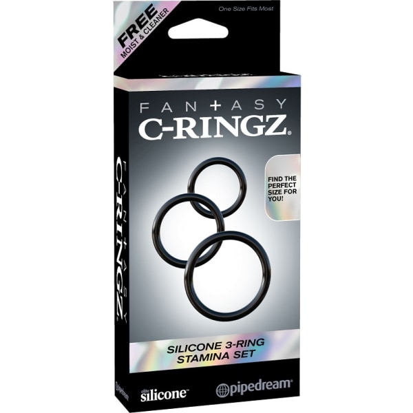 Pipedream C-Ringz: Silicone 3-Ring Stamina Set Svart