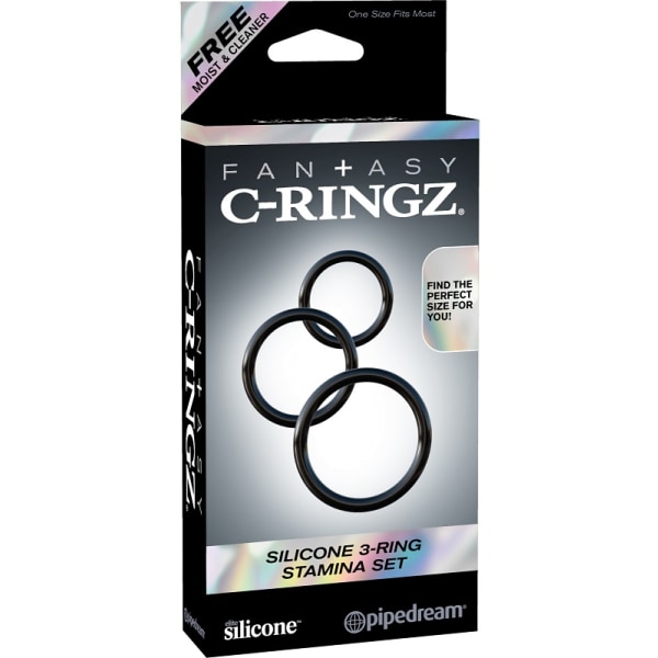 Pipedream C-Ringz: Silicone 3-Ring Stamina Set Svart