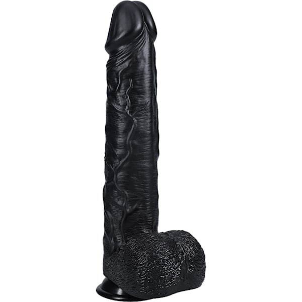 RealRock: Extra Long Realistic Dildo, 35.5 cm Svart