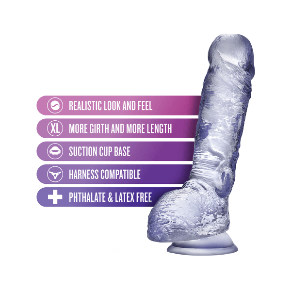 B Yours Plus: Mættende og fyldig dildo, 23 cm, transparent Transparent