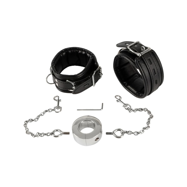 Fetish Collection: Hand Cuffs & Cock Ring Silver, Svart
