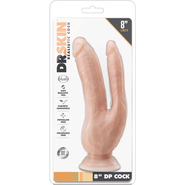Dr. Skin: DP Realistic Cock, 21 cm, ljus Ljus hudfärg