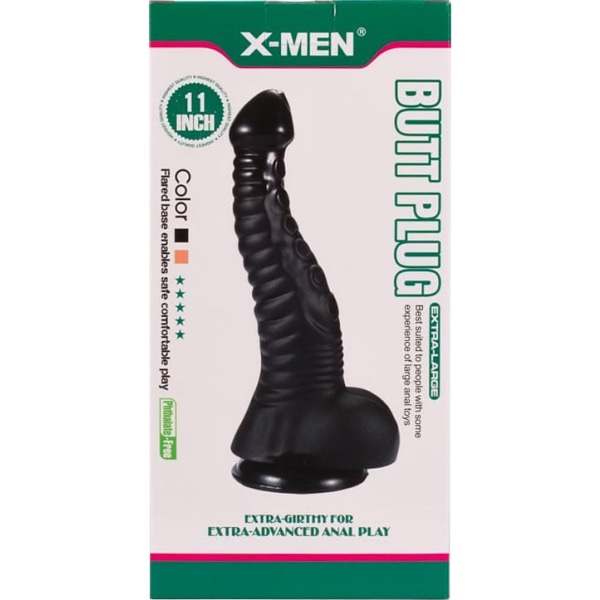 X-Men: XXL Tentacle Anal Dildo, 30 cm Svart