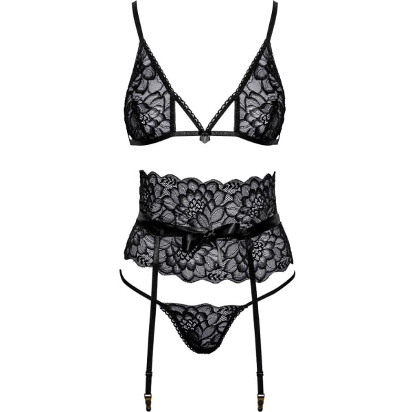 Kissable: 3-delat Set Underkläder i Spets, svart Svart L/XL