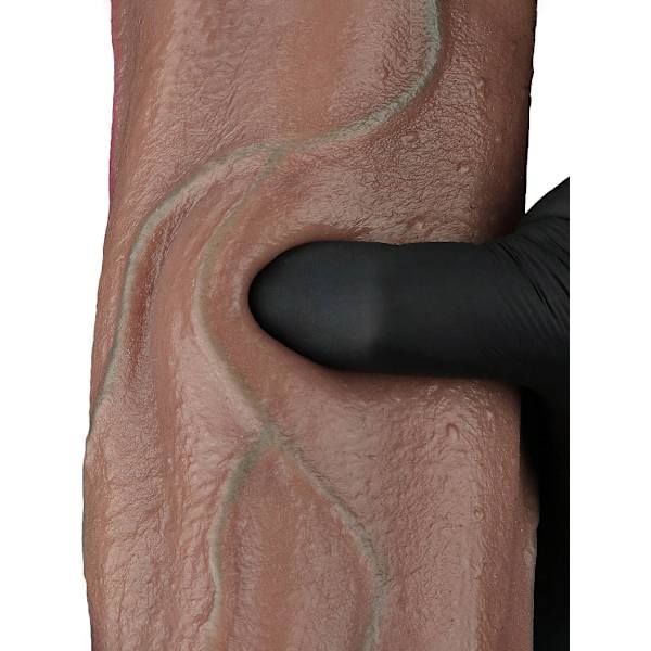 LoveToy: Dual-Layered Silicone XXL Cock, 33 cm, mörk Mörk hudfärg