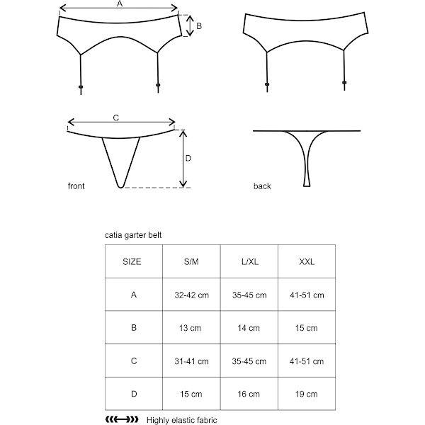 Obsessive: Catia, Garter Belt & Thong, svart Svart S/M