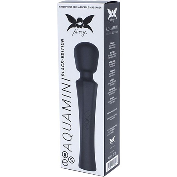 Pixey: Aquamini, Mini Wand Vibrator Svart