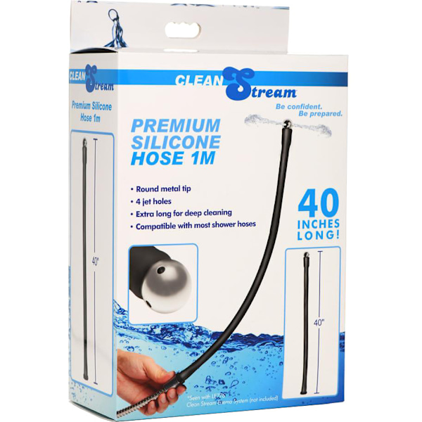 CleanStream: Premium Silicone Hose, 1 meter Silver, Svart